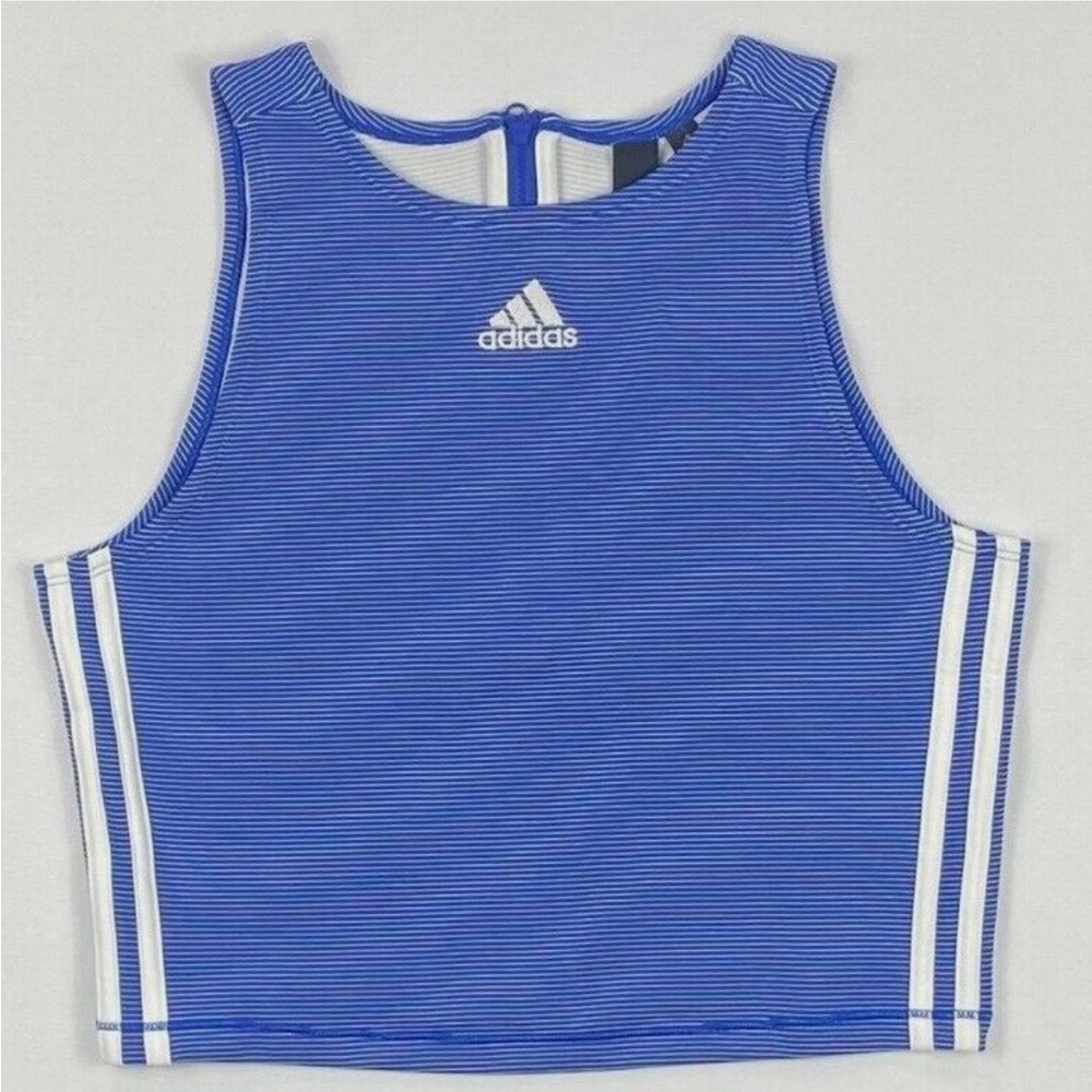 Women's Adidas L Three Stripe AAC Ribbed Full Zip Tank Top
